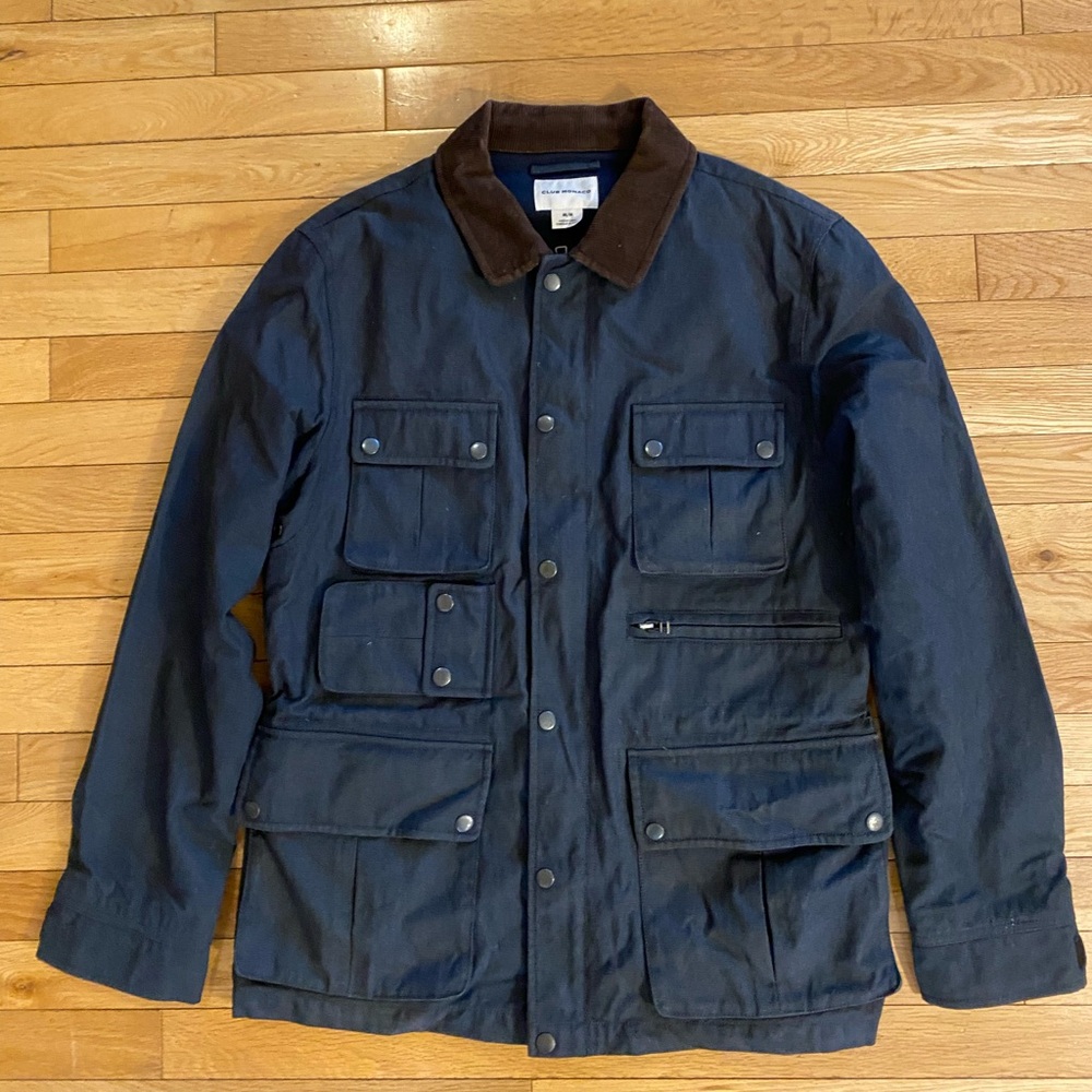 Club Monaco Dark Blue Field Jacket with Brown Collar